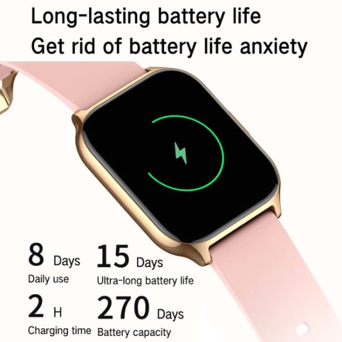 Smartwatch zur Gesundheitsüberwachung von Blutsauerstoff/Schlaf/Herzfrequenz, quadratische Sportuhr, Black, Pink, Silver Gray – Bild 10