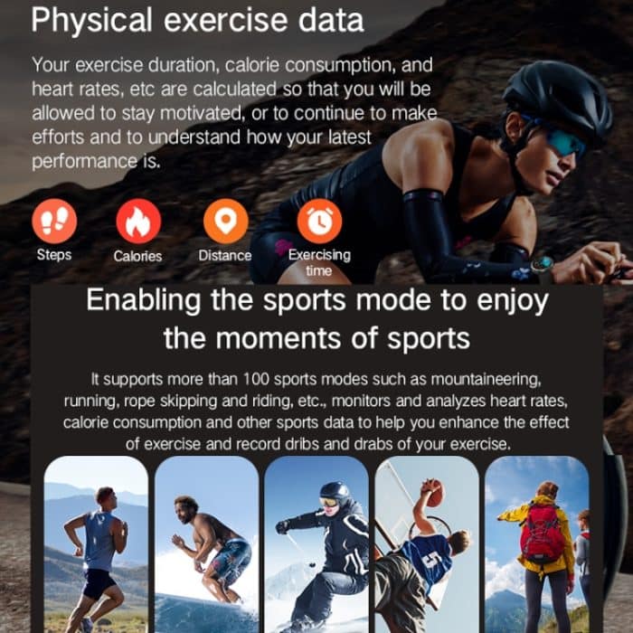 Bluetooth Talk Outdoor Schrittzähler Übung Herzfrequenz Schlafüberwachung Smart Watch – Bild 11