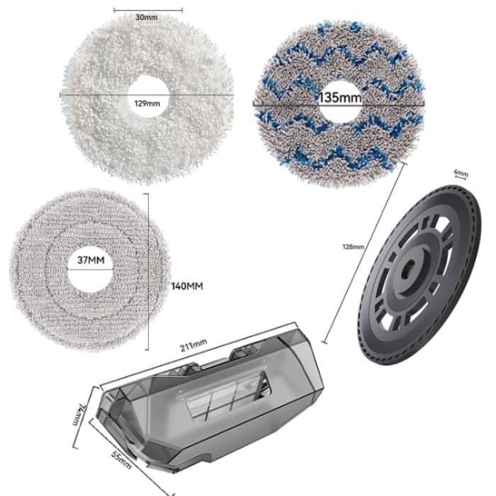 Für Dreame X40 / X40 Pro Roboterstaubsauger Ersatz, White Rag, Blue Gray Rag, Composite Rag, Carbon Dust Bag, Brush Cover White, Brush Cover Black, Rag Bracket, Dust Box, Clean Water Tank – Bild 3