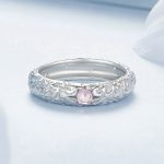 BSR604 S925 Sterling Silber Platinierter Ring mit Retro-Texturmuster – Bild 2