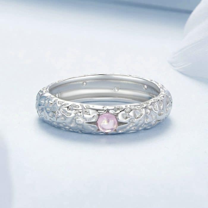 BSR604 S925 Sterling Silber Platinierter Ring mit Retro-Texturmuster – Bild 2