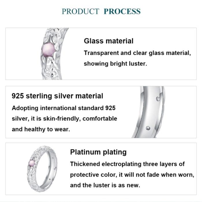 BSR604 S925 Sterling Silber Platinierter Ring mit Retro-Texturmuster – Bild 3