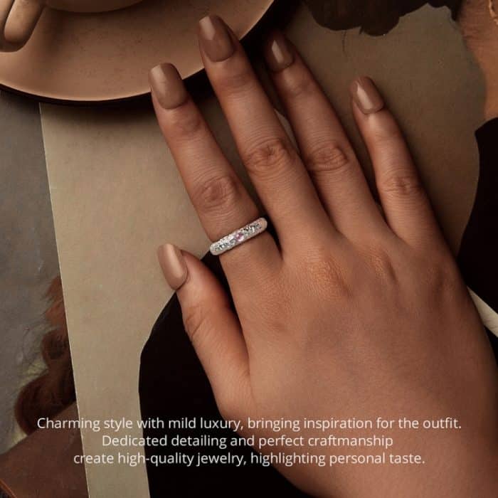 BSR604 S925 Sterling Silber Platinierter Ring mit Retro-Texturmuster – Bild 5