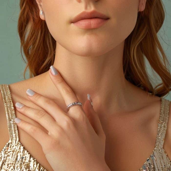 BSR604 S925 Sterling Silber Platinierter Ring mit Retro-Texturmuster – Bild 7