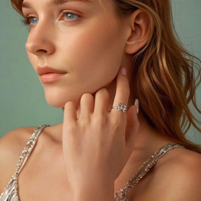 S925 Sterling Silber Platinierter süßer Shih Tzu offener Ring verstellbarer Tierschmuckring – Bild 7