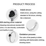 S925 Sterling Silber Oxidierter Herz der Nacht Offener Ring Verstellbarer herzförmiger Ring – Bild 3