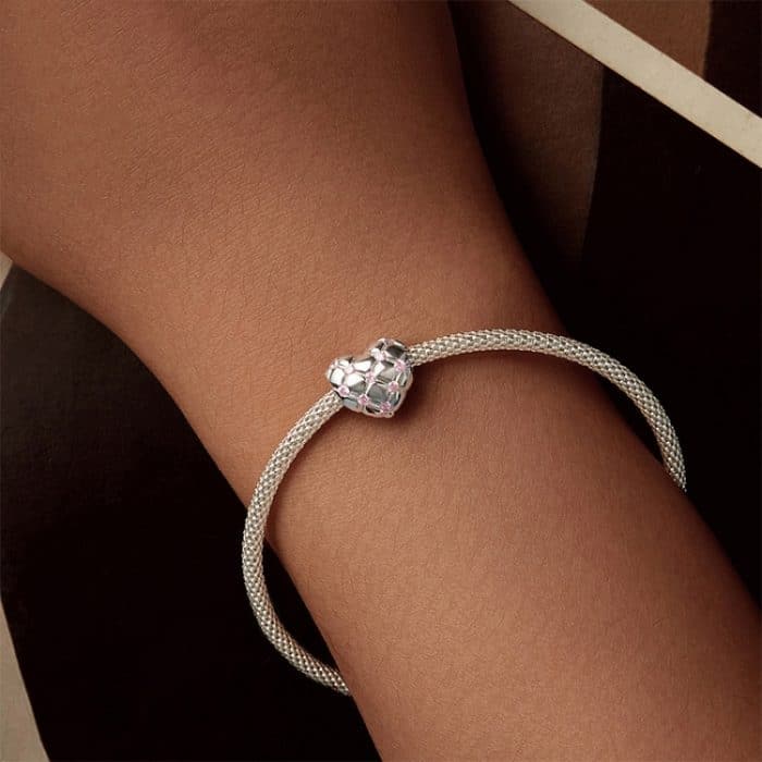 S925 Sterling Silber Platin Diamant Herzförmige DIY Perle – Bild 6