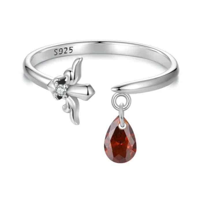 S925 Sterling Silber Wasser Tropfen Zirkon Vintage Magie Schwert Einstellbare Offenen Ring – Bild 1