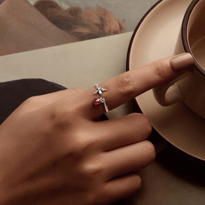 S925 Sterling Silber Wasser Tropfen Zirkon Vintage Magie Schwert Einstellbare Offenen Ring – Bild 5