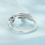 S925 Sterling Silber Oxidierter Flügelfeder Verstellbarer Liebesring – Bild 3