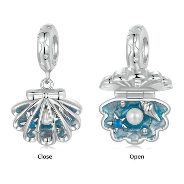 S925 Sterling Silber öffnender und verschließbarer hohler dreidimensionaler Jakobsmuschel-Perlenanhänger – Bild 2