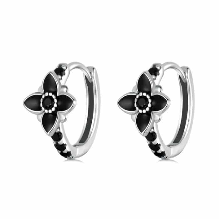 TBD0605403001A.jpg S925 Sterling Silber Oxidierte Retro Elegante Blumen Ohrringe – Bild 1