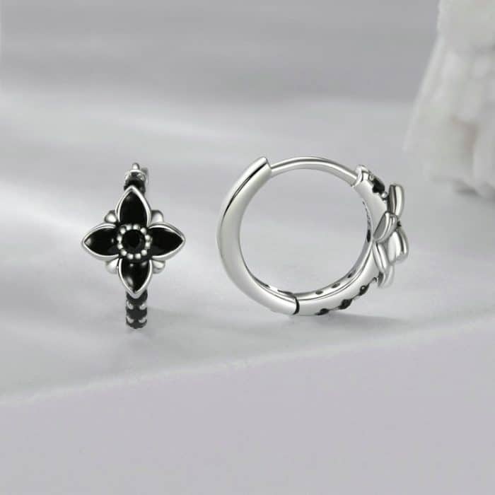 TBD06054030_B1.jpg S925 Sterling Silber Oxidierte Retro Elegante Blumen Ohrringe – Bild 2