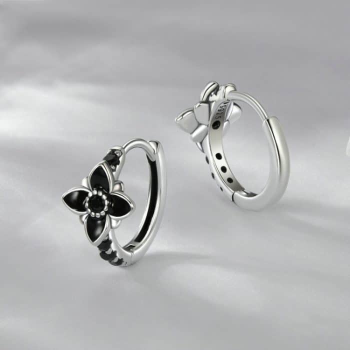 TBD06054030_B2.jpg S925 Sterling Silber Oxidierte Retro Elegante Blumen Ohrringe – Bild 3