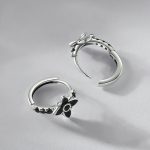 S925 Sterling Silber Oxidierte Retro Elegante Blumen Ohrringe – Bild 4
