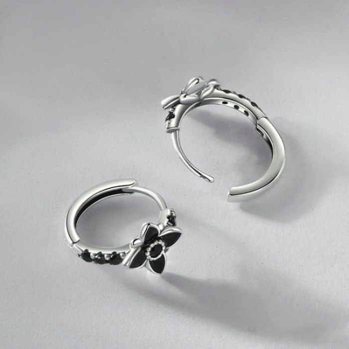 TBD06054030_B3.jpg S925 Sterling Silber Oxidierte Retro Elegante Blumen Ohrringe – Bild 4