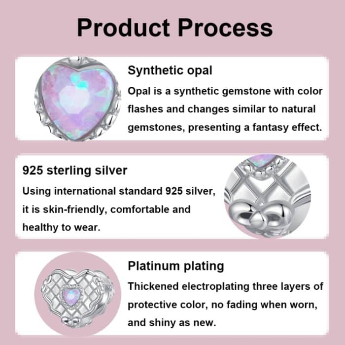 S925 Sterling Silber Platin-plattiertes herzförmiges Kuchenperlenarmband Lose Perlen – Bild 4