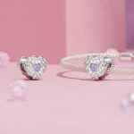 S925 Sterling Silber Platin-plattiertes herzförmiges Kuchenperlenarmband Lose Perlen – Bild 5