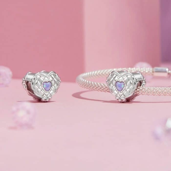 S925 Sterling Silber Platin-plattiertes herzförmiges Kuchenperlenarmband Lose Perlen – Bild 5