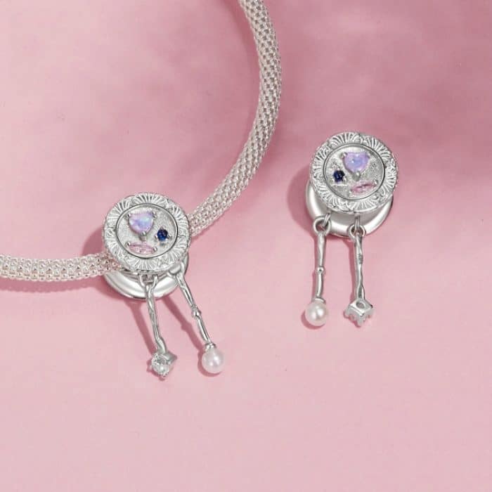 S925 Sterling Silber Platin-plattierte romantische Quaste Perlen Armband lose Perlen – Bild 4