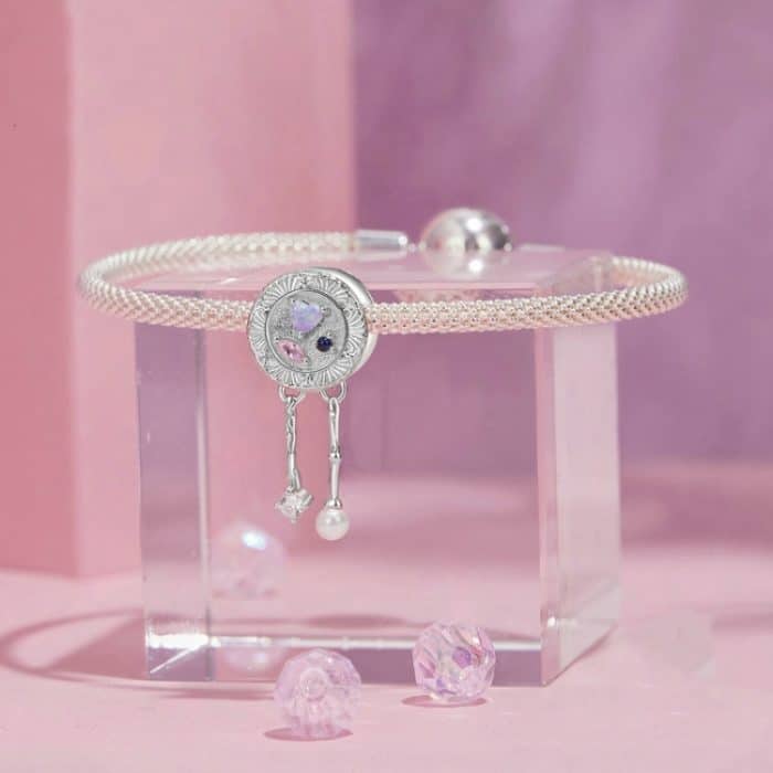 S925 Sterling Silber Platin-plattierte romantische Quaste Perlen Armband lose Perlen – Bild 5