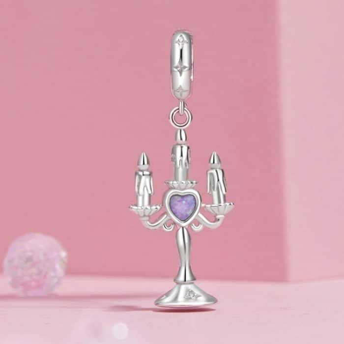 S925 Sterling Silber Platinierter Kerzenständer-Anhänger mit Retro-Muster – Bild 2