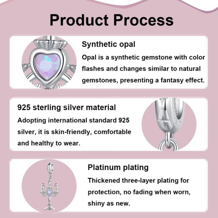 S925 Sterling Silber Platinierter Kerzenständer-Anhänger mit Retro-Muster – Bild 3