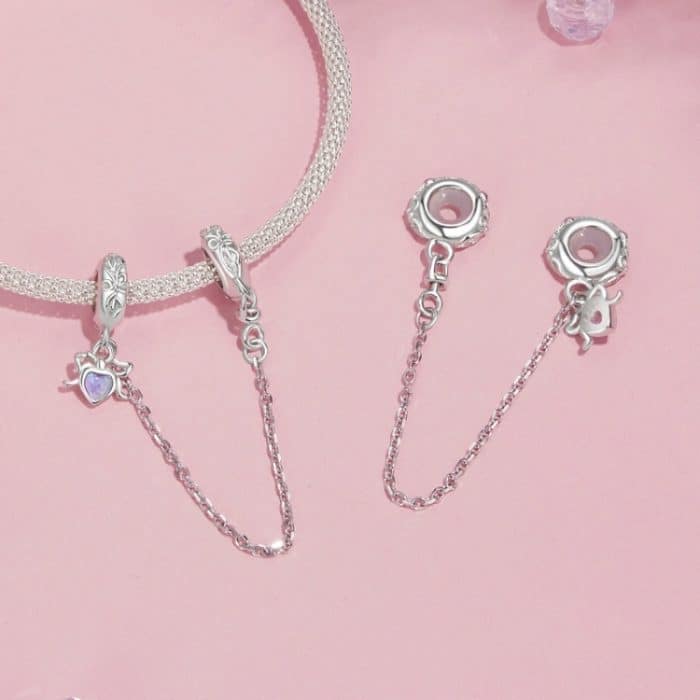 S925 Sterling Silber Platinierte Opal Schleife Sicherheitskette – Bild 4