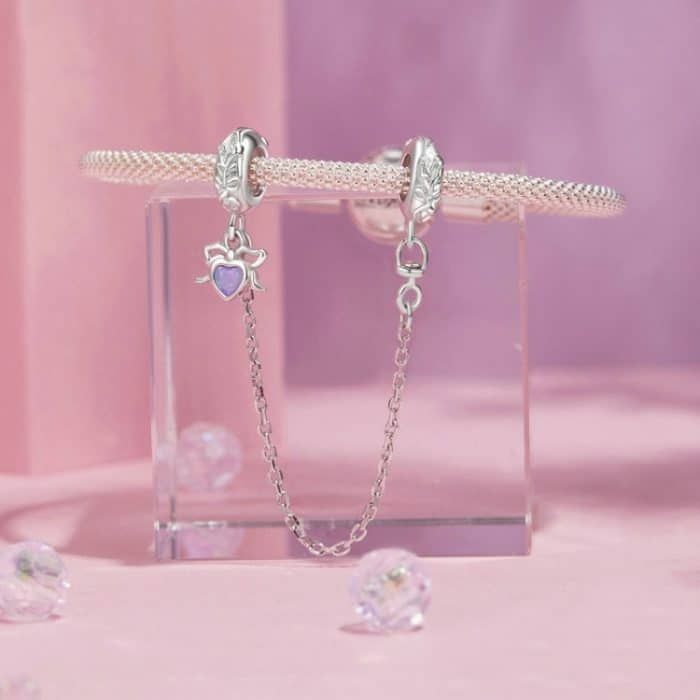 S925 Sterling Silber Platinierte Opal Schleife Sicherheitskette – Bild 5