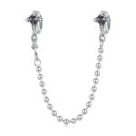 S925 Sterling Silber Oxidiertes Kreuz Sicherheitskette Armband Zubehör