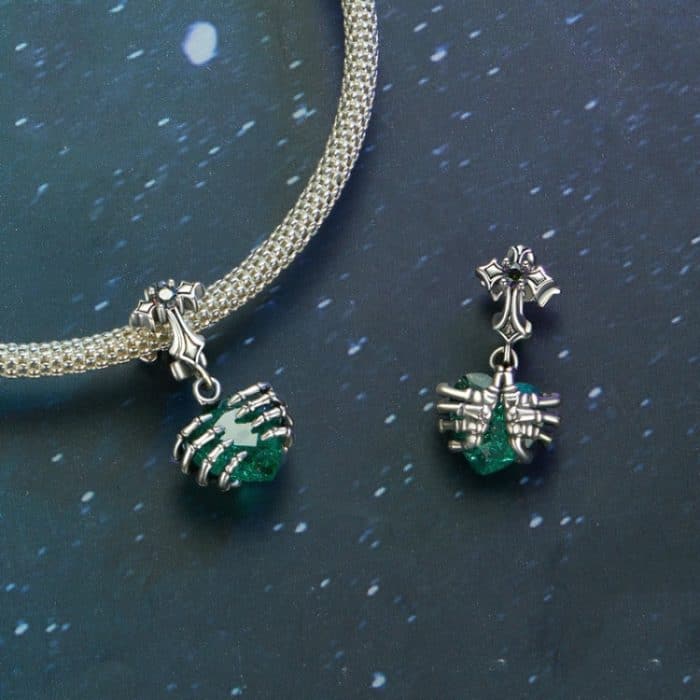 S925 Sterling Silber Kreuz Schädel Herz Anhänger Armband Schmuck Perlen Zubehör – Bild 3