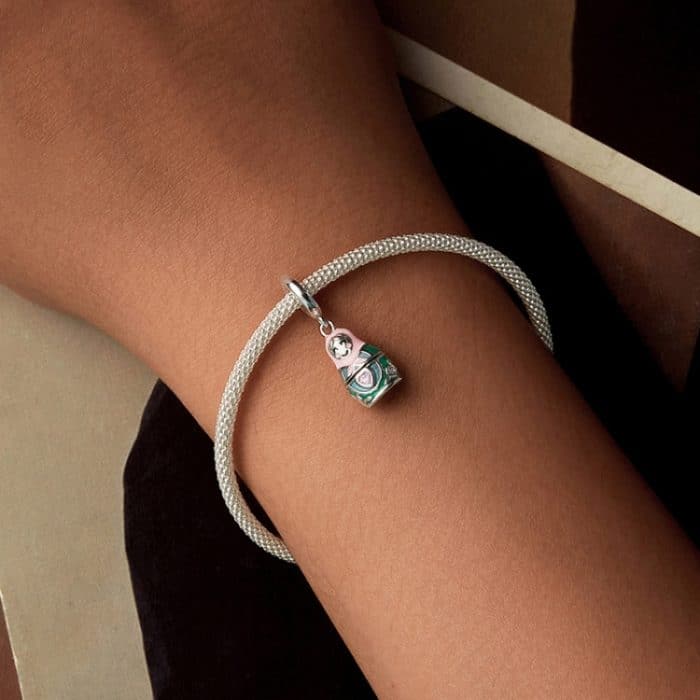 S925 Sterling Silber Platin-Plattierte süße Puppe Anhänger Schmuck Perlen – Bild 6