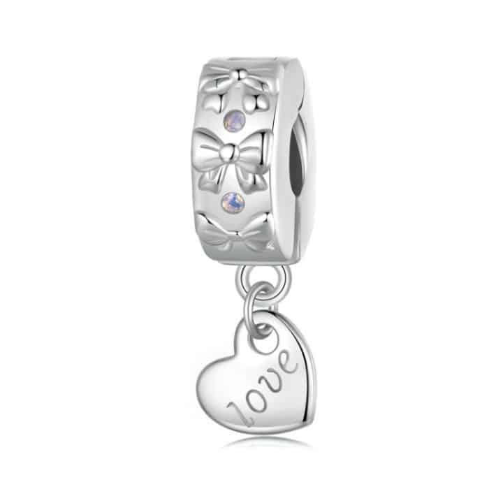 TBD0605423701A.jpg S925 Sterling Silber Platin-Überzogene Bogen Herz Positionierung Schnalle Armband Zubehör Perlen – Bild 1