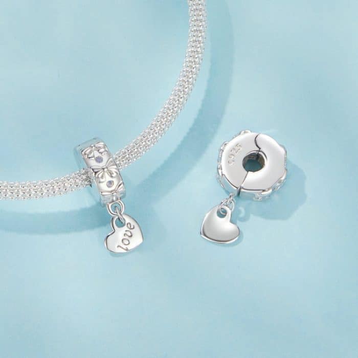 S925 Sterling Silber Platin-Überzogene Bogen Herz Positionierung Schnalle Armband Zubehör Perlen – Bild 4