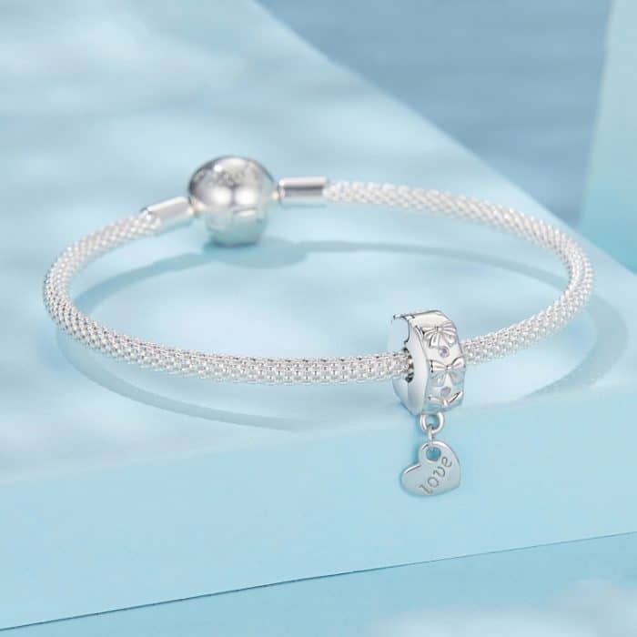 S925 Sterling Silber Platin-Überzogene Bogen Herz Positionierung Schnalle Armband Zubehör Perlen – Bild 5