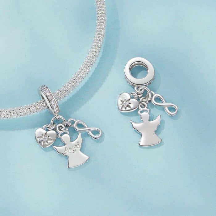 S925 Sterling Silber Platiniert Schutzengel Viel Glück Anhänger Schmuck Perlen – Bild 4