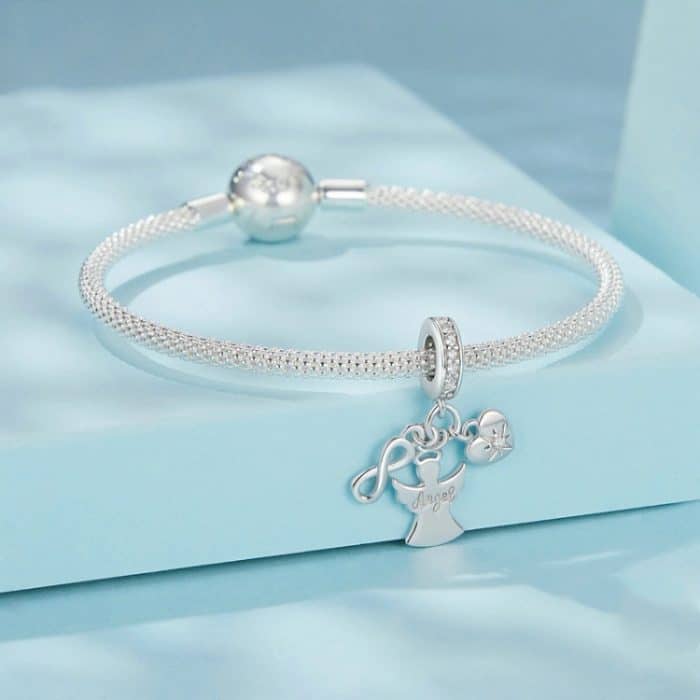 S925 Sterling Silber Platiniert Schutzengel Viel Glück Anhänger Schmuck Perlen – Bild 5