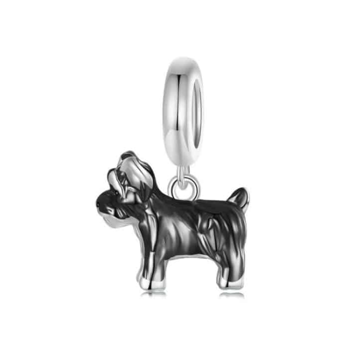 S925 Sterling Silber vergoldet süße Schnauzer Anhänger Armband Perlen – Bild 1