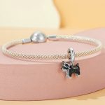S925 Sterling Silber vergoldet süße Schnauzer Anhänger Armband Perlen – Bild 5