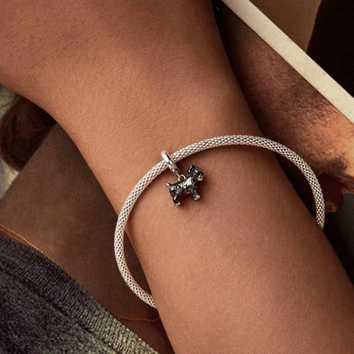 S925 Sterling Silber vergoldet süße Schnauzer Anhänger Armband Perlen – Bild 6