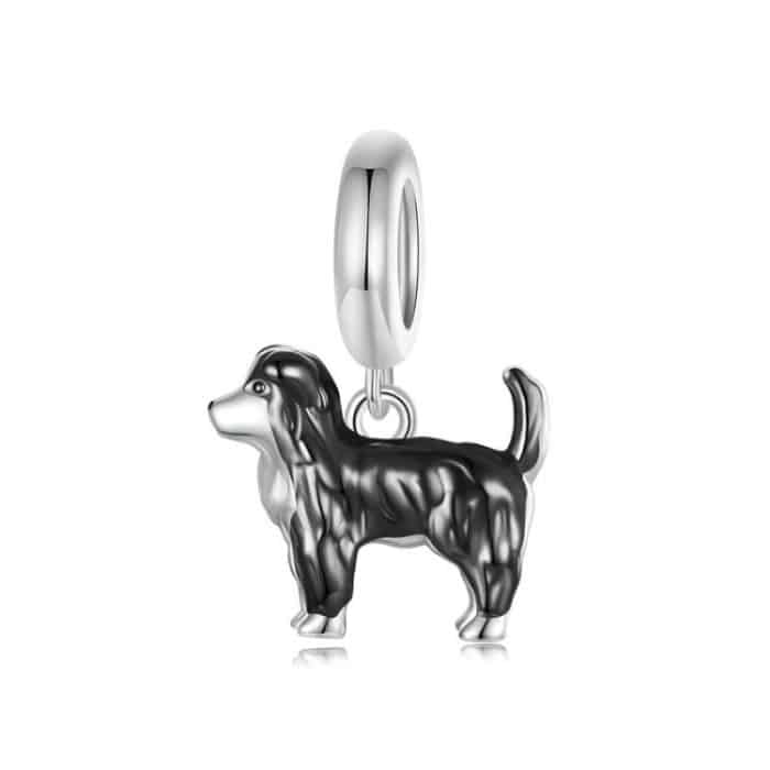 S925 Sterling Silber vergoldet süße Border Collie Anhänger Armband Perlen – Bild 1