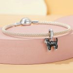S925 Sterling Silber vergoldet süße Border Collie Anhänger Armband Perlen – Bild 5