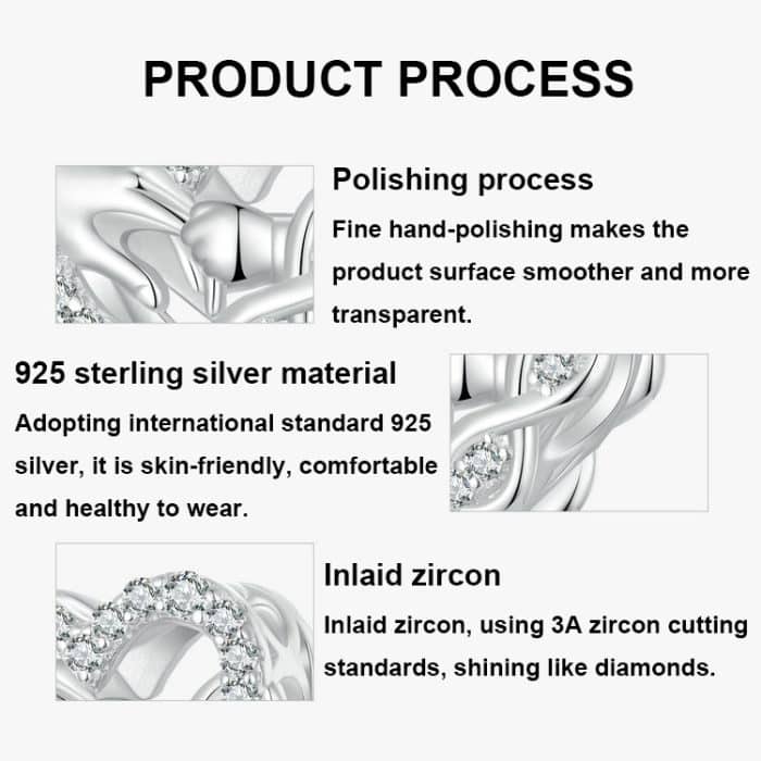 S925 Sterling Silber Unendlichkeit Symbol Liebe Perlen Armband Herz-förmigen Perlen – Bild 4