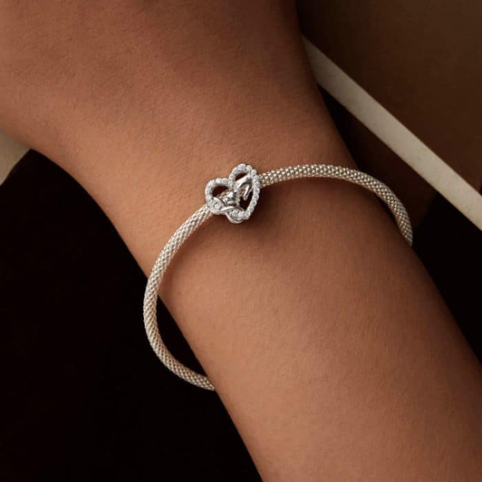 S925 Sterling Silber Unendlichkeit Symbol Liebe Perlen Armband Herz-förmigen Perlen – Bild 5