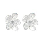 S925 Sterling Silber Platinierte transparente Blumenohrringe
