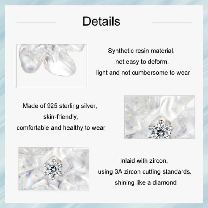 TBD06054570_B3.jpg S925 Sterling Silber Platinierte transparente Blumenohrringe – Bild 4