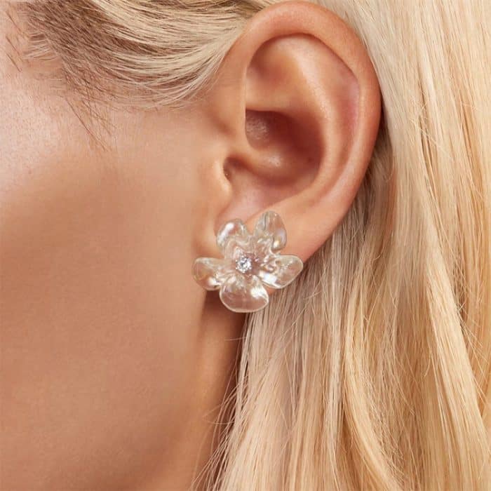 TBD06054570_B4.jpg S925 Sterling Silber Platinierte transparente Blumenohrringe – Bild 5