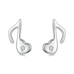 S925 Sterling Silber Platinierte Herz Note Zirkon Ohrringe