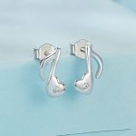 S925 Sterling Silber Platinierte Herz Note Zirkon Ohrringe – Bild 2