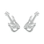 S925 Sterling Silber Platinierte Skelett Hand Bass Ohrringe